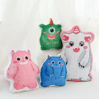 

Candice guo! super cute plush toy cartoon animal colorful monster soft print cushion sofa pillow birthday Christmas gift 1pc