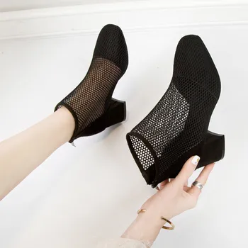 

COOTELILI 2020 New Shoes Women Sandals Sandals Woman Causal Female Sandals 6cm Heel Zip Fashion Summer Ankle Boots