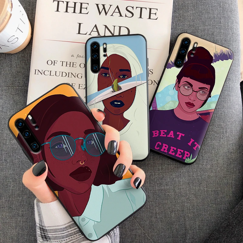 African sexy Black Women girl Phone Case for Huawei p20 p 30 lite Pro P smart mate 10 Y9 2019 Silicone Soft Cover Coque shell | Мобильные
