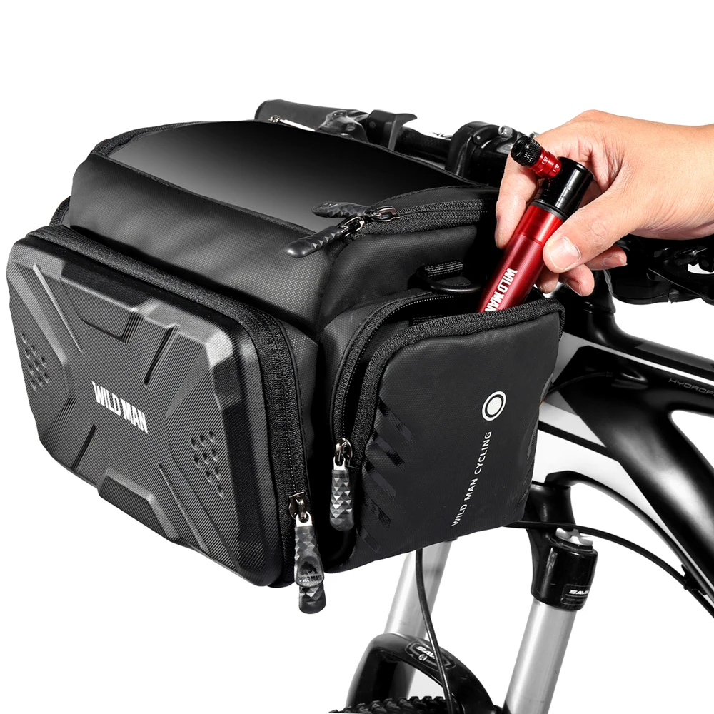 WILD MAN Bicycle Bag Big Capacity Waterproof Front Tube Cycling Bag MTB Handlebar Bag Front Trunk Pannier Pack Bike Accessories