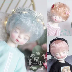 BJD – perruque de poupée en soie douce, bleu orange, cheveux courts cassés, Volume 1/3 1/4 1/6, BJD SD MSD YOSD, accessoires 