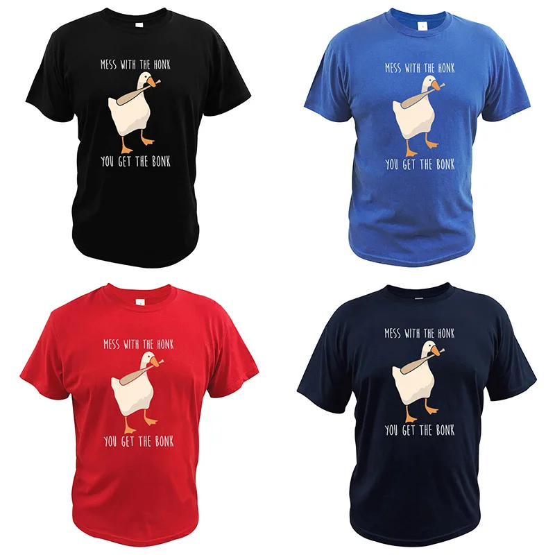 Tanie Bez tytułu Goose Game T Shirt Parody śliczny bałagan z honkiem dostajesz Bonk 100% bawełna cyfrowa odzież z nadrukiem mężczyzn