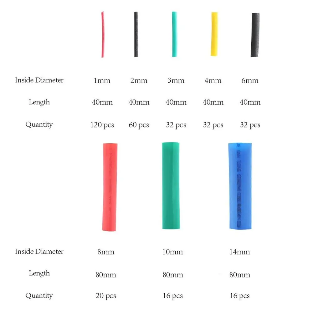 328 Pcs Heat Shrink Tube 5 Colors 8 Sizes Assortment Electronic Tube Wrap Sleeve Set Waterproof Thermoresistant Tube