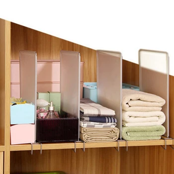 

4 Pcs Removable Clip Closet Divider Shelf Drawer Organizer Clothes Storage PP Stable Holders Wire Design Bathroom Space Saving