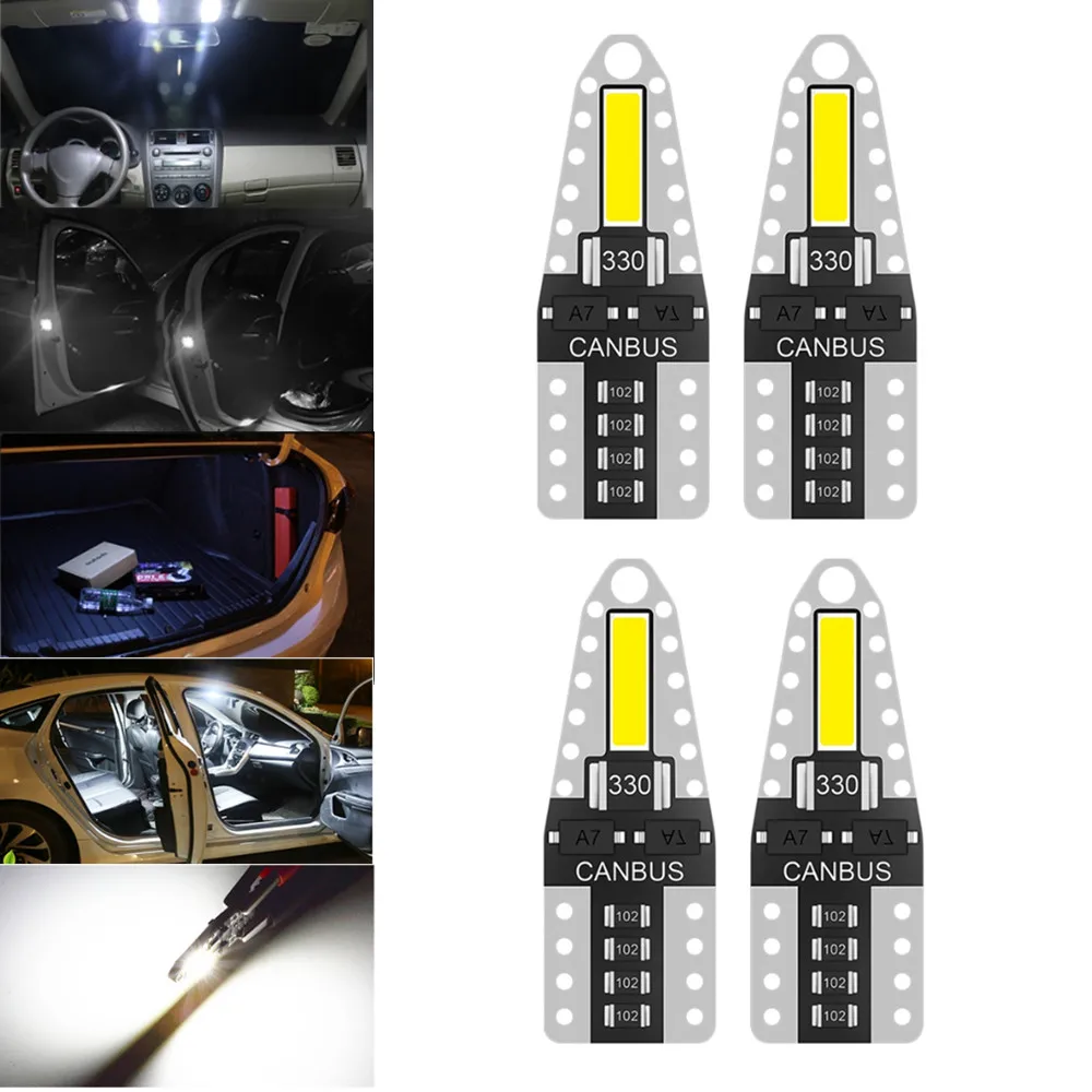 

4pcs T10 Led Car Interior Bulb T10 w5w 7020 2smd LED DC 12V Car Side Wedge Light for renault megane 2 mini cooper