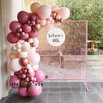 

75Pcs Adult 18Th 30Th Birthday Party Balloon Decorations Macaron Pink Metallic Red Ballon For Lady Wedding Party Balloonwall