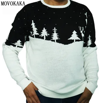 

Hot Christmas Sweater Men Knit Pullover Men Winter Pull Men Black Whiter Sweater Male Casual Pullover Christmas Tree Sweater Man