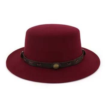 

European American Round Caps Bowler Hats Feminino Black belt Imitation Woolen Women Men Ladies Fedoras Top Jazz Hat