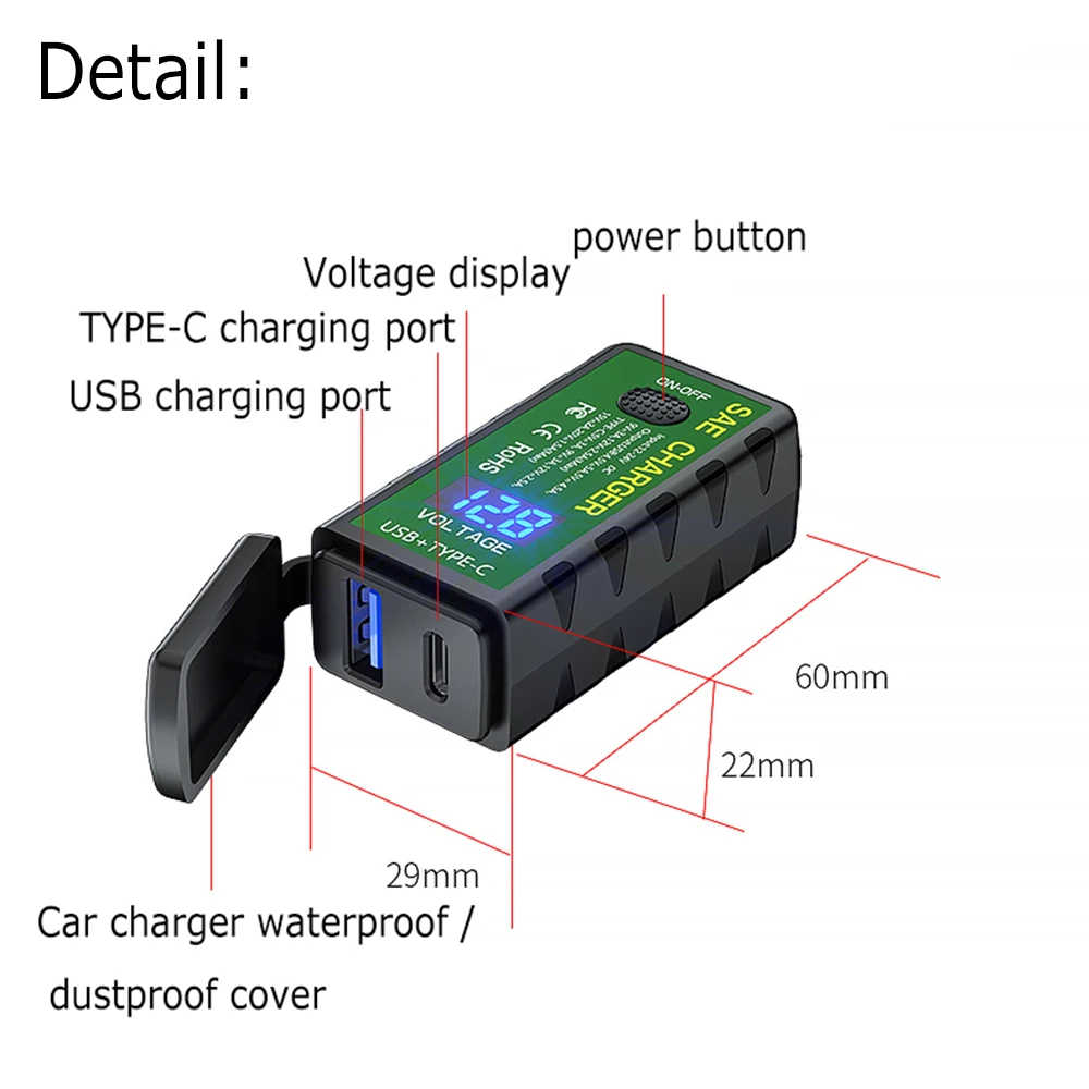 Водонепроницаемый руль мотоцикла с двумя USB портами зарядное устройство для