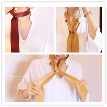 

Silk Thin Long Scarf Solid Color Universal Scarf European and American Long Scarf 200cm*6cm Chiffon Hijab Scarf Women