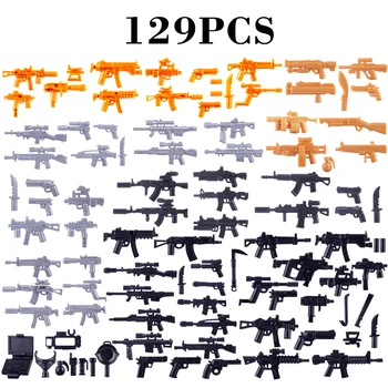 

129/258/516pcs DIY Building Construction Toys Small Particle Military Building Block Weapon Piece Assembly Stacking Blocks