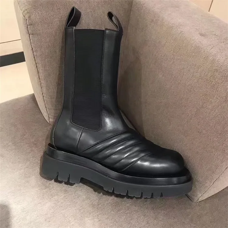 

Thick Bottom Shoes Chelsea Boots Woman Genuine Leather With Boots England Wind Boots