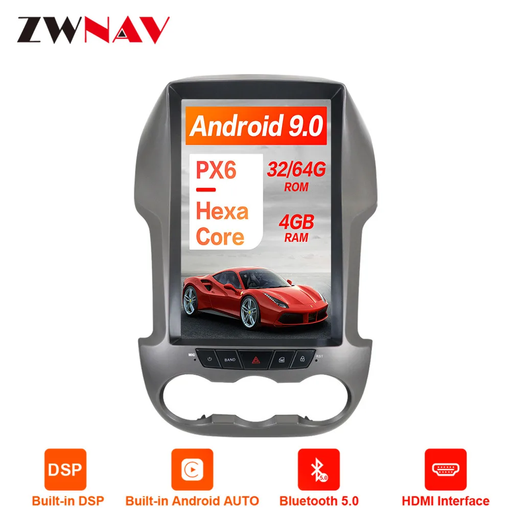 PX6 4 Гб ОЗУ Tesla стиль Android 9,0 автомобильный gps-навигатор для Ford Ranger/Ford F250 2011+ головное устройство Мультимедиа Радио магнитофон