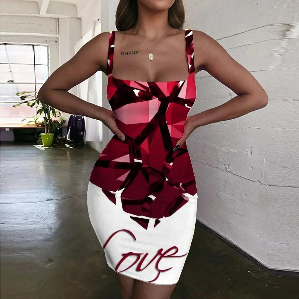 

KYKU Love Dresses Women Tanabata Ladies Dresses Romantic 3d Print Couples Vestido Sexy Womens Clothing Party New Boho Femme