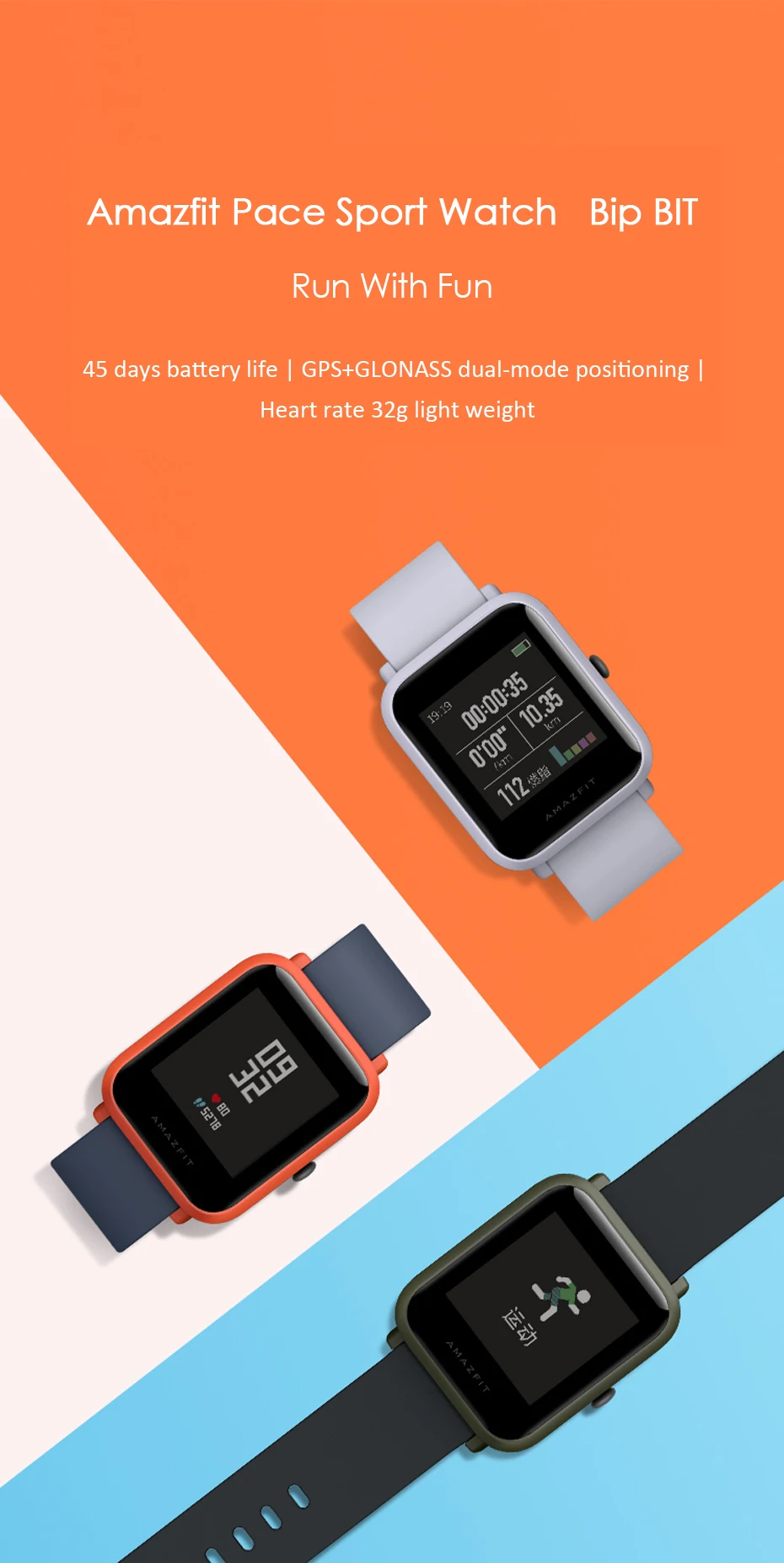 Смарт-часы Xiaomi Huami Amazfit Bip, gps, умные часы, Android iOS, монитор сердечного ритма, 45 дней, батарея bip Life, Смарт-часы, ремешок