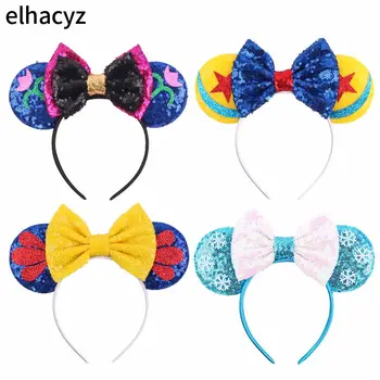 

8pcs/lot Minnie Mouse Snow White Hairband Star Festival Headband Elsa Anna Headwear Girls Women Party Hairband Hair Accessories