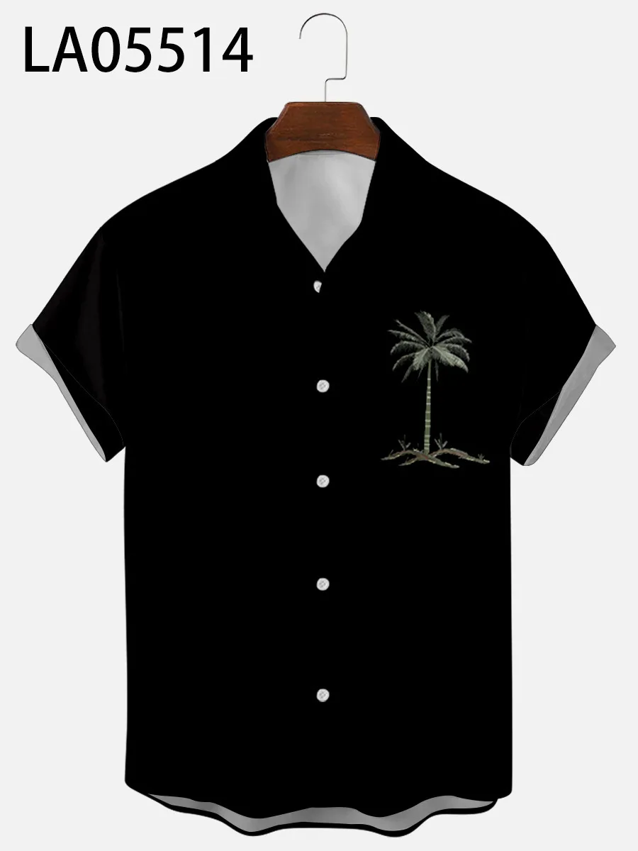 

Летняя рубашка с коротким рукавом, мужской топ с 3D цифровой печатью кокосового дерева