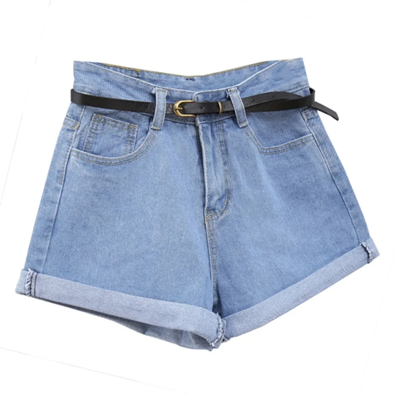 Новые женские летние джинсовые шорты в стиле ретро с высокой талией, свернутые джинсовые шорты с карманами, джинсовые шорты