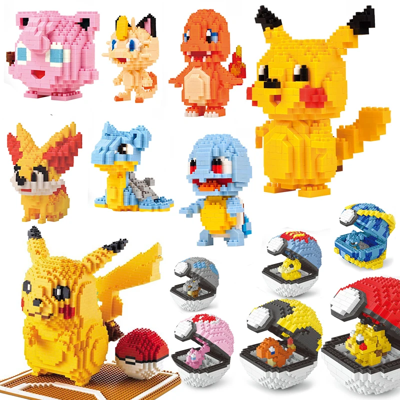 Не совместимый мультфильм Kawaii Poke аниме мяч набор мини Пикачу алмаз блок