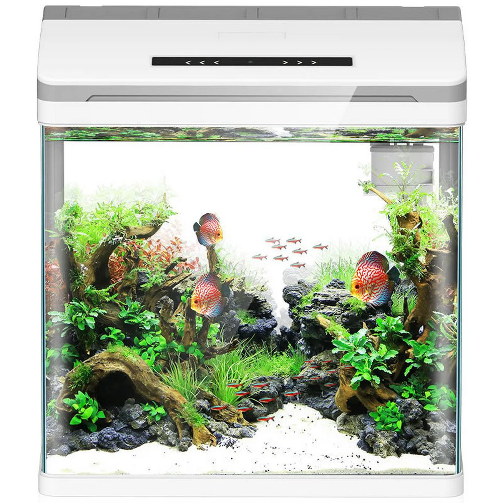 

Mini Smart Aquarium Fish Tank Creative Desktop Betta Fish Aquarium Home Self-circulating Glass Bring Water Free Feeding Box