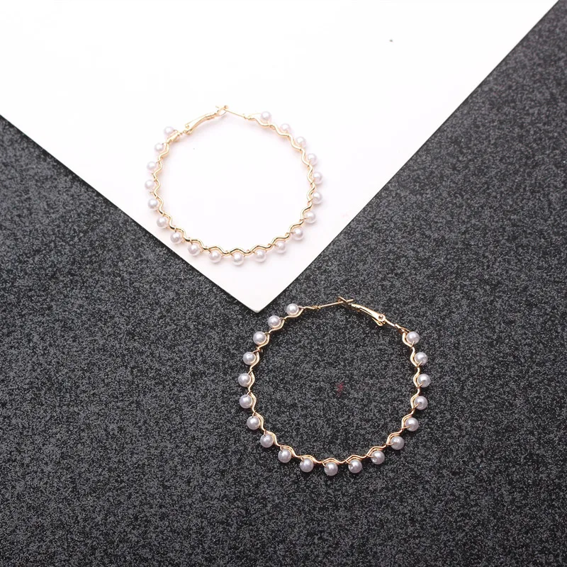 2021 Trendy Temperament Super Fairy Pearl Hoop Earrings Are Simple And Exaggerated Boucle Oreille Femme Pendientes - Image 2