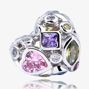 

Love beads Fit Pandora Bracelet Jewelry 925 Sterling Silver Heart Shape Charms Beads For Gift Free Shipping
