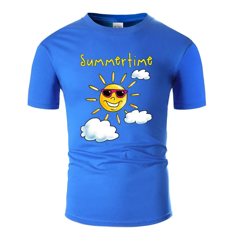 

Printing Summertime Sunshine T Shirt Cotton Cute Round Neck Basic Solid Comic Adult T-Shirts Big Size 3xl 4xl 5xl