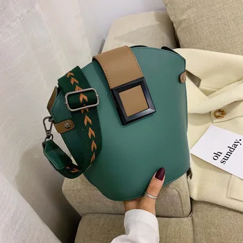 

Bags For Women 2020 New Korean Style Simple Wide Shoulder Strap Small Shoulder Bags Fashion All-Match Messenger Bucket Bag