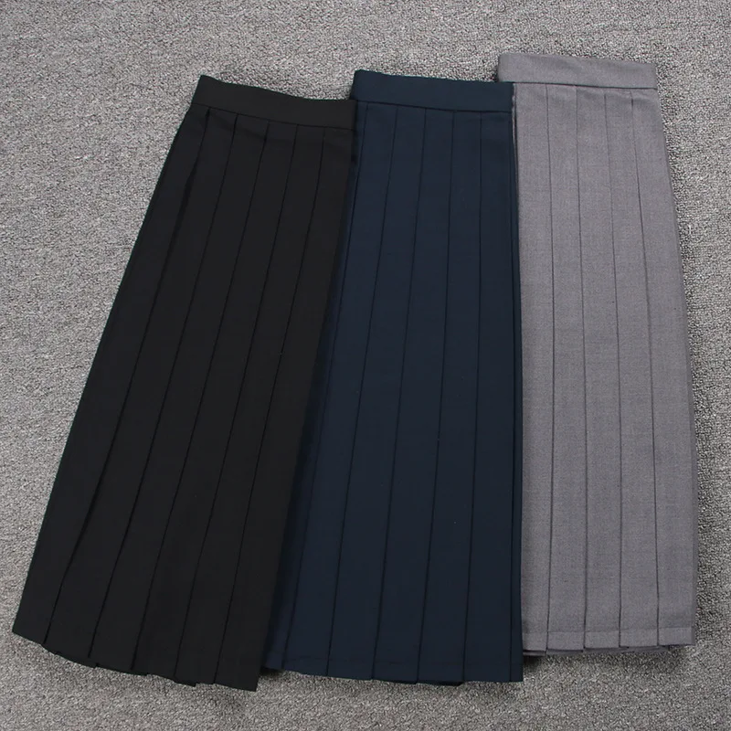 School Dresses Sailor Suit Plain Pleated Skirt Jk Uniforms Cosplay College Middle School Costume Black Blue Gray Short Skirt japanese school uniform,japanese schoolgirl skirt