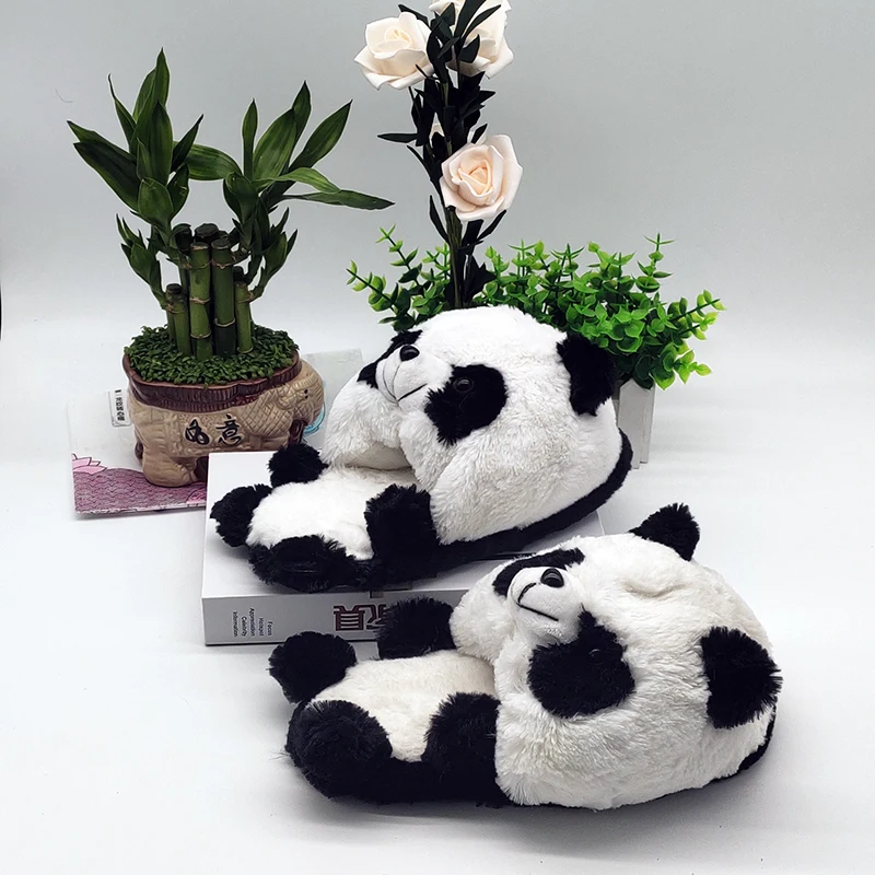 Panda Indoor Slippers Special Offer Custom Warm Winter Lovers Home Slippers  Floor Lovers Shoes Flat Furry Plush Slippers - Men's Slippers - AliExpress