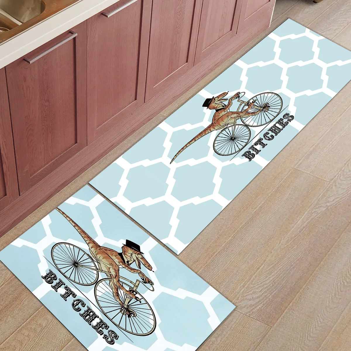2 шт. Коврики для кухни динозавр рыцарь велосипедные коврики для входного пути ванная комната Гостиная дверные коврики домашний декор