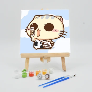

Painting By Number 20×20cm With Frame Cartoon Cat Pictures On Canvas For Kids DIY Acrylic Paint Child Hand-painted Coloring Arts