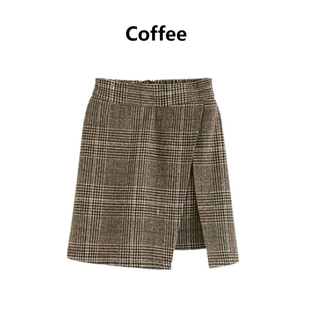 Coffee Женские зимние европейские Стильные Новые женские асимметричные юбки больших размеров XL-4XL женские элегантные юбки уличные шерстяные юбки - Цвет: Coffee