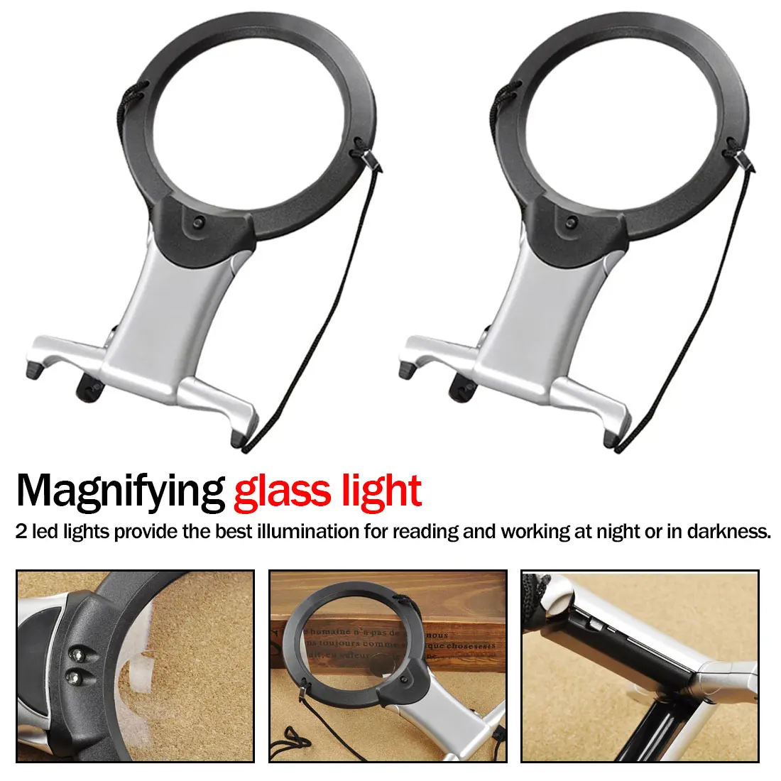 

1Pcs Hands Free LED loupe Lighted Reading Magnifier Neck Wear Magnifying Glass For Seniors Sewing Embroidery