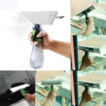 

3 in 1 Window Cleaner Spray Bottle Wiper Squeegee Microfibre Cloth Pad Kit Car Wiper Spray Glass Brush
