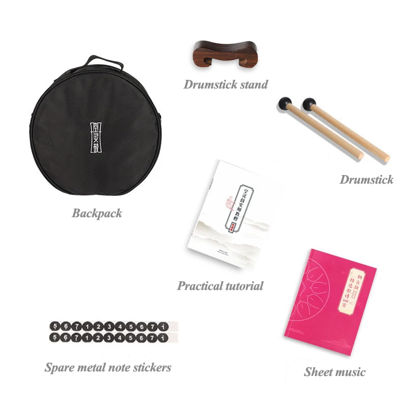 14Inches Pan-style Steel Tongue Lotus Drum 14Notes Yoga Meditation Relax Percussion Musical Instrument with Padded Travel Bag