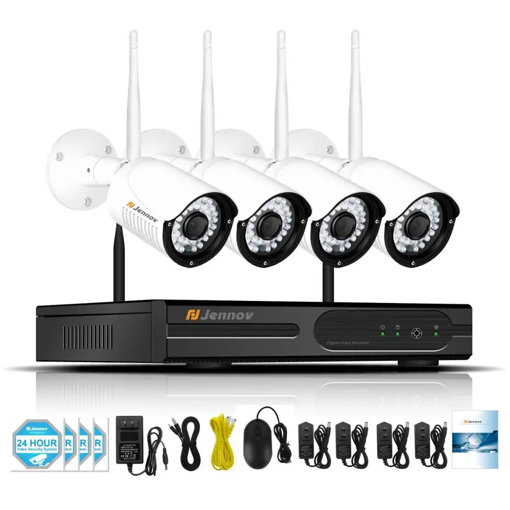 4 Pieces Cameras Jennov, беспроводная система безопасности, 8CH, 2MP, 1080 P, комплект видеонаблюдения, Домашняя безопасность, CCTV, HD, уличная IP 66 камера, NVR P2P - Цвет: 4 Pieces Cameras