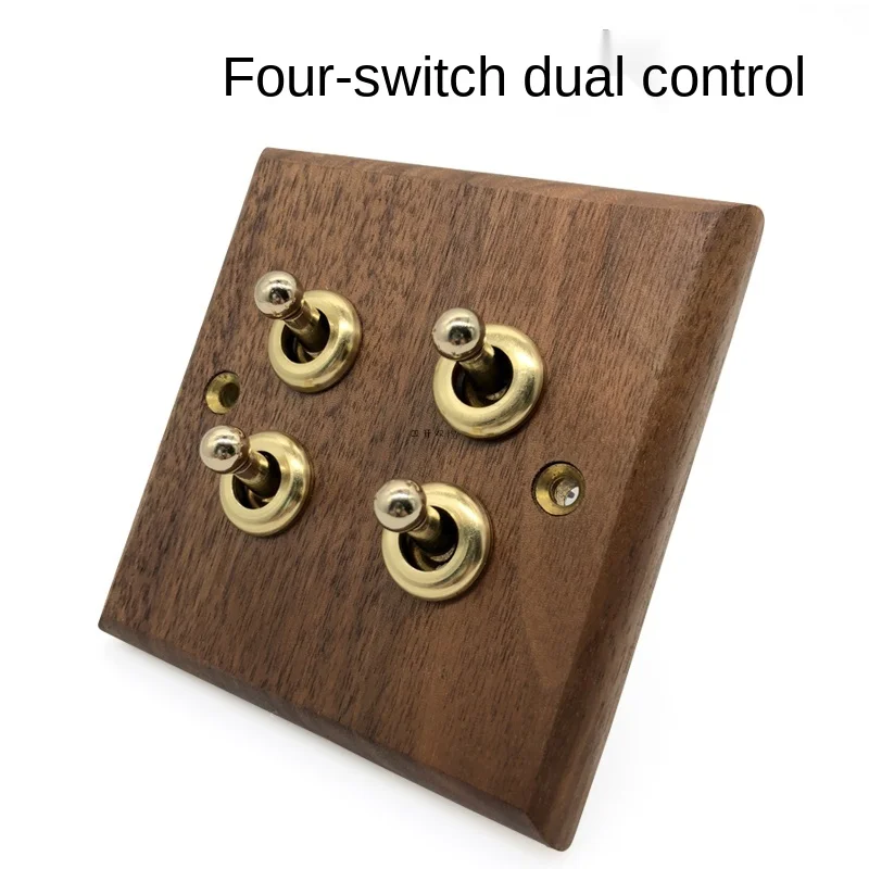 light switch button Danni Universal Solid Wood Retro wall Light Switch,Pure copper toggle Switch Power Button, EU Standard Wood USB Socket,86mm*86mm light switch wifi Wall Switches