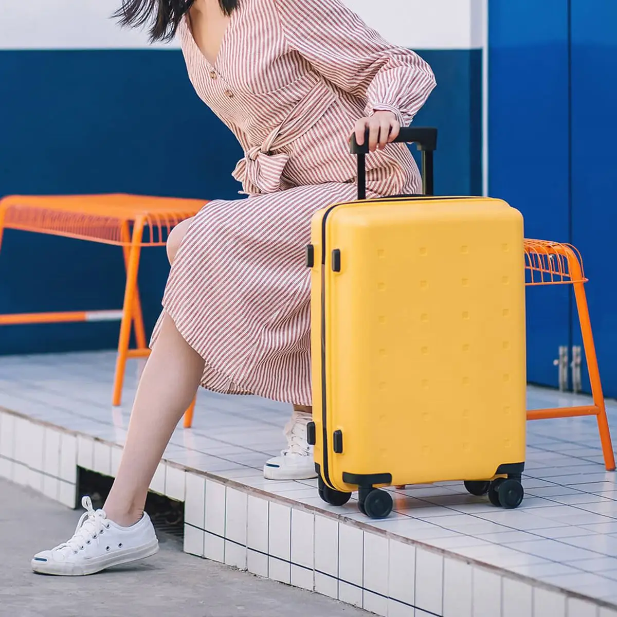 

20inch Travel Suitcase 36L Polyester Lock Spinner Wheel Carry On Luggage Outdoor Suitcase for Teenager Student Back to School