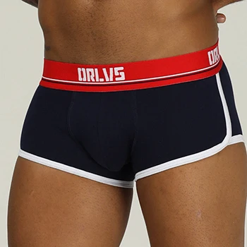 Для мужчин гей мужское нижнее белье, боксеры, Cueca, хлопок Boxershort Мужская одежда мужские трусы Трусы-шорты воздухопроницаемая комфортная обувь Homme OR198 - Цвет: Navyblue