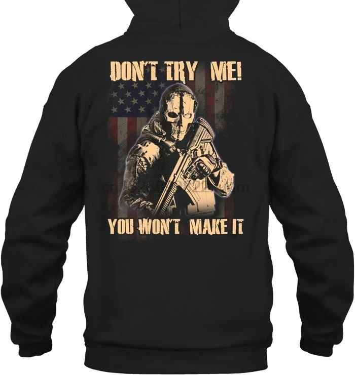 Мужская толстовка с капюшоном Don't Try Me You't Make It американский флаг Ветеран