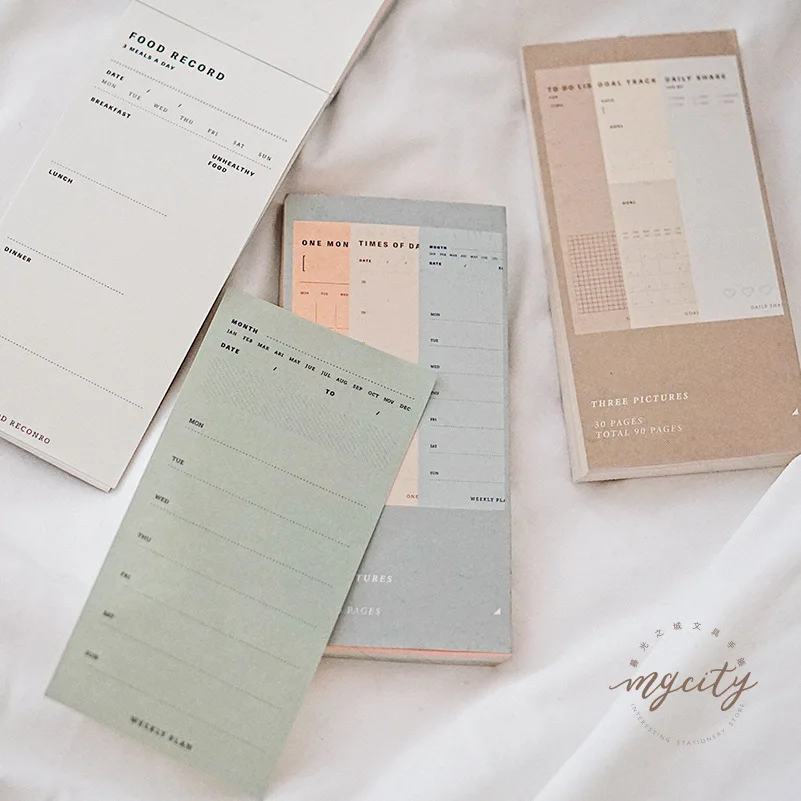 

90pcs Simple Fresh Notepad Weekly Plan Record Square Collage Memo Pad Stationery Office Message Note Paper Planner Accessory