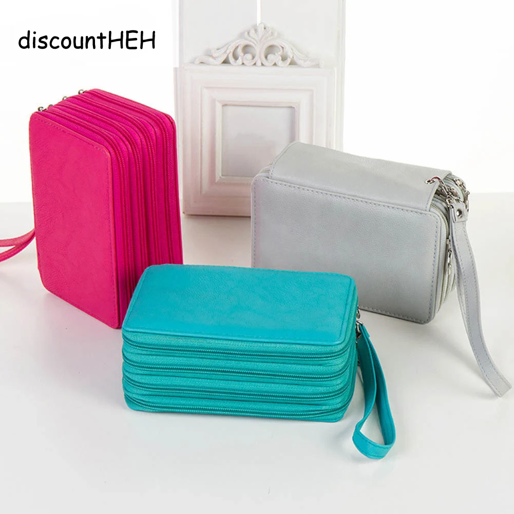 

Handy PU Leather 72 Holders 4 Layers School Pencils Case Large Capacity Colored Pencil Bag Student Gift School Supplies