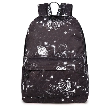 

Fashion Women Backpack Stylish Galaxy Star Universe Space Printing Backpack Girls Black Rucksack School Bags