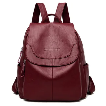 

NEW-Anti-Theft Backpack Female Fashion Casual Outdoor Waterproof Soft Leather Outdoor Small Backpack Wild Trend Student Backpack