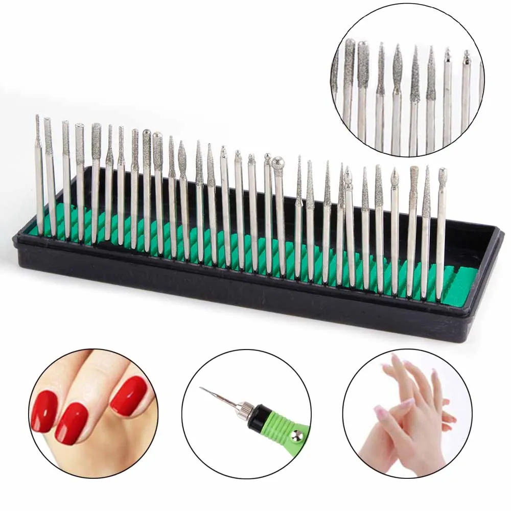 30 шт. фрезы для ногтей, фрезы, набор для полировки, Шлифовальная головка для электрической дрели, аксессуары для маникюрного станка, пилки для дизайна ногтей