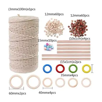 

Tapestry Handicraft Weaving Material Combination Set Wooden Beads Ring Rope