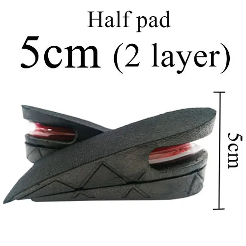 Half pad height 5cm 3-9 см, невидимая стелька для увеличения роста, подушка для увеличения высоты, регулируемый крой обуви, вставка на пятке, более высокая поддержка, впитывающая подкладка для ног - Цвет: Half pad height 5cm