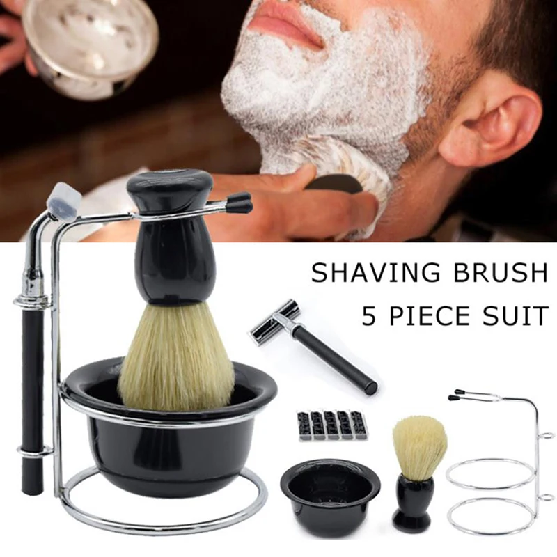 5 In 1 Shaving Brush Set Rack Base Soap Men'S Beard Cleaning Kit | Красота и здоровье