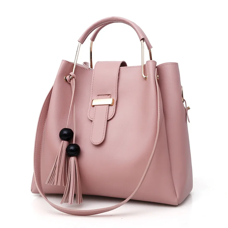 

WOMEN'S Bag Three-piece Set Different Size Bags Europe And America-Style Tassels Hand Shoulder Large Bag Oblique Bag